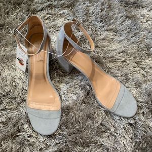 mid clear block heels